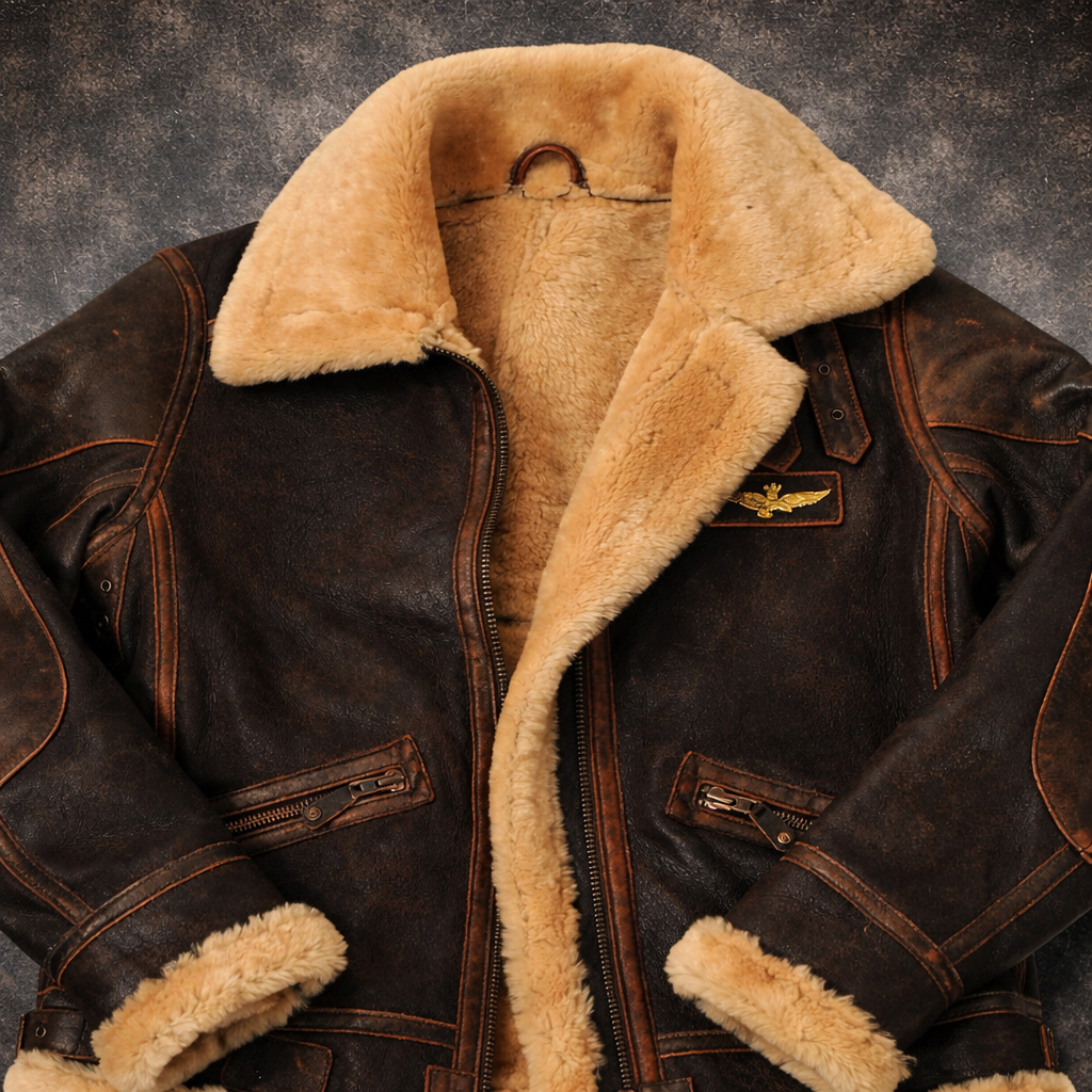 Premium leather Aviator Jacket + Gift