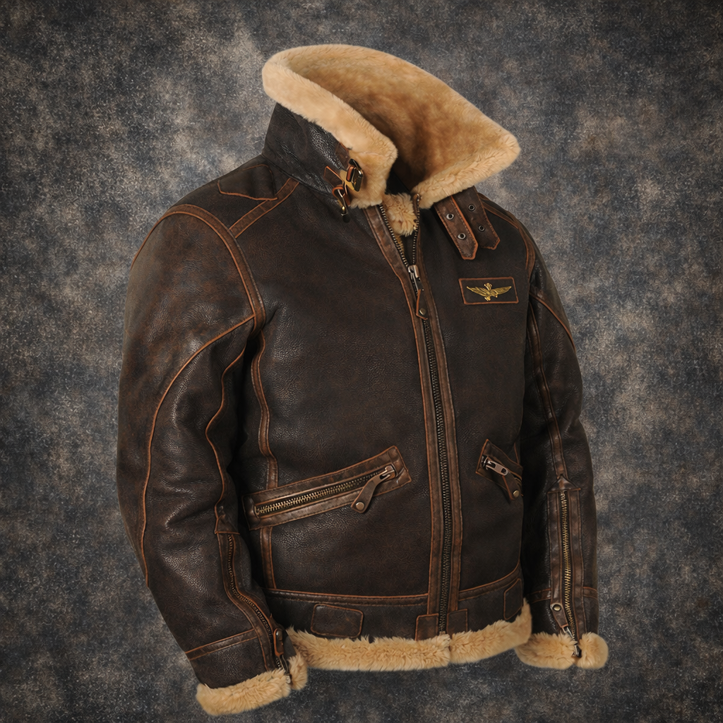 Premium leather Aviator Jacket + Gift